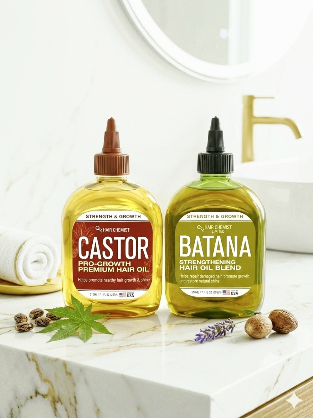 Hair Chemist Castor & Batana Pro-Growth Premium Hair Oil Set Bundle 7.1oz Duo